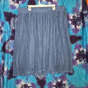 Torrid Dutch Blue Pleated Lace Midi Skirt 3X EUC
